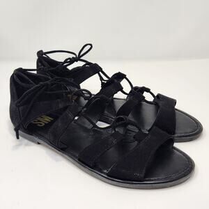 Steve Madden Mercedes Black Gladiator Sandals Size 10 M Strappy Lace Up Open Toe
